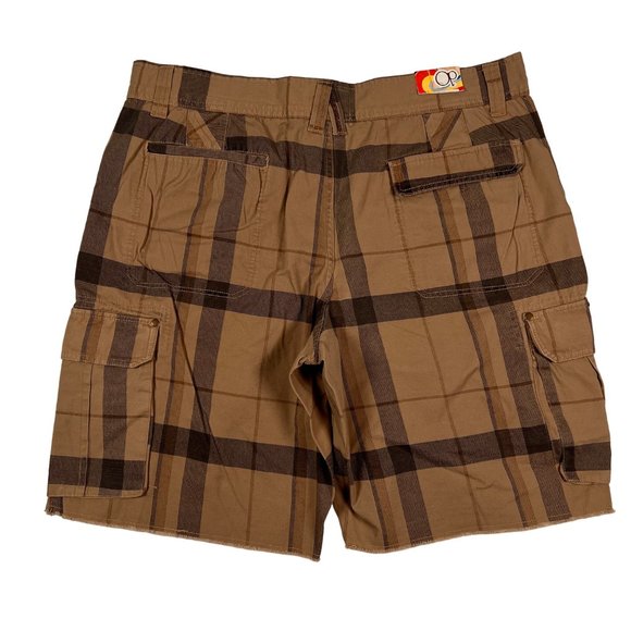 NWT Ocean Pacific(Op) Shorts Men's Cargo/Utility Shorts Cotton Plaid Brown 40 - Picture 11 of 14